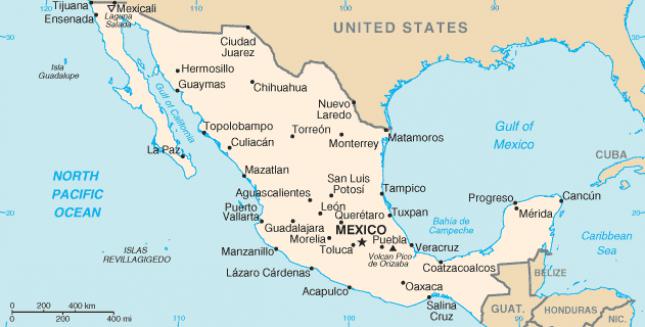 Mexicoの地図 (wikimedia commonsより転載)